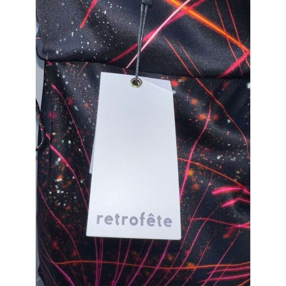 RETROFETE Ariella Black Fireworks Printed Spaghetti Strap Mini Dress Siz… - Picture 7 of 9